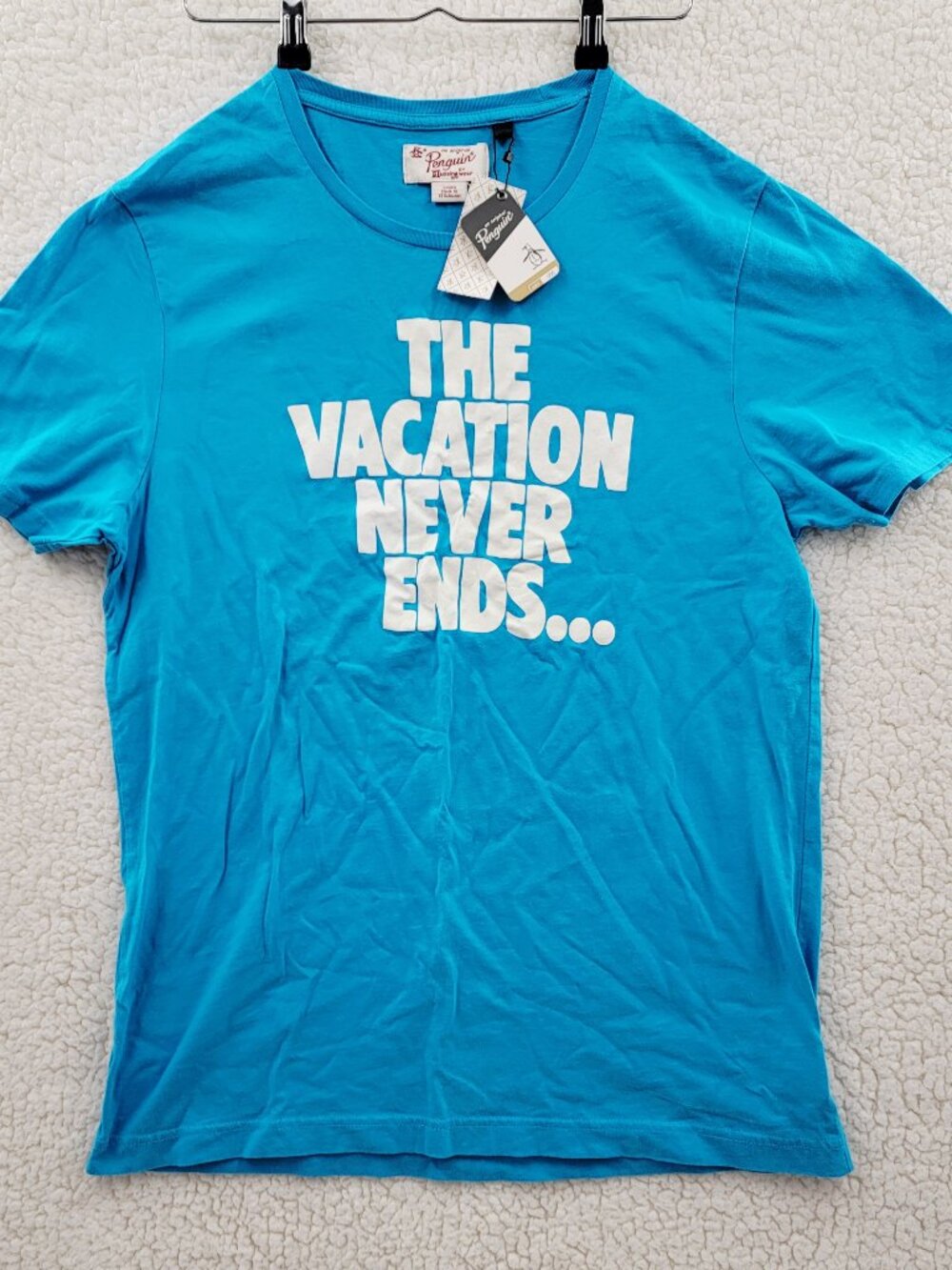 Original Penguin Men's The Vacation Never Ends Graphic T-Shirt Blue Size Large